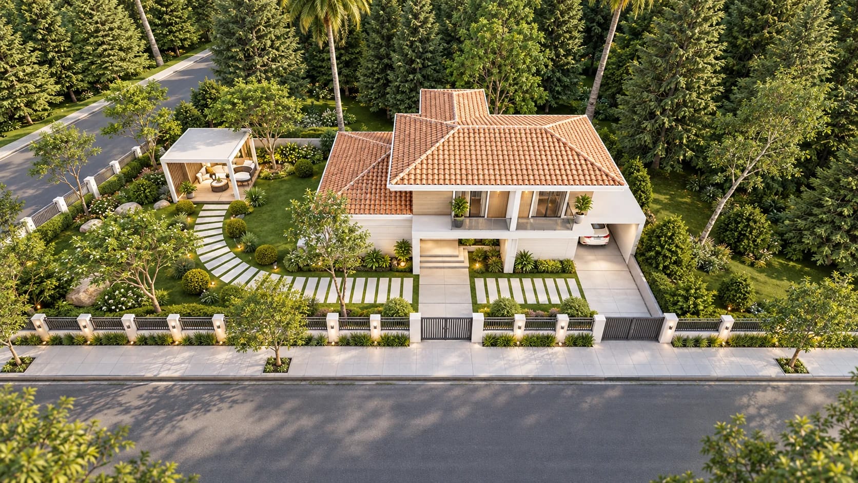 Bahçeli villa ve çevresindeki arsa